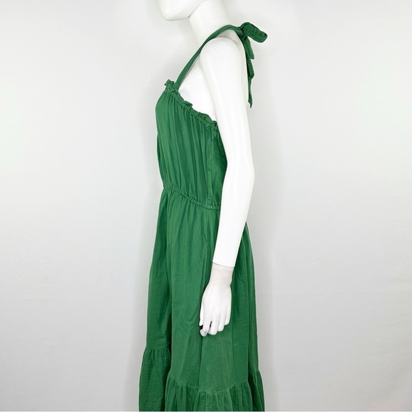 Outerknown Kelly Green Halter Maxi Dress Size L Open Back Casual Summer Boho - Picture 4 of 9